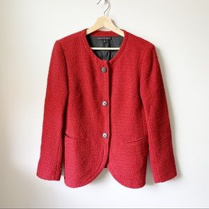 Lafayette 148 Textured Red Button Front Blazer